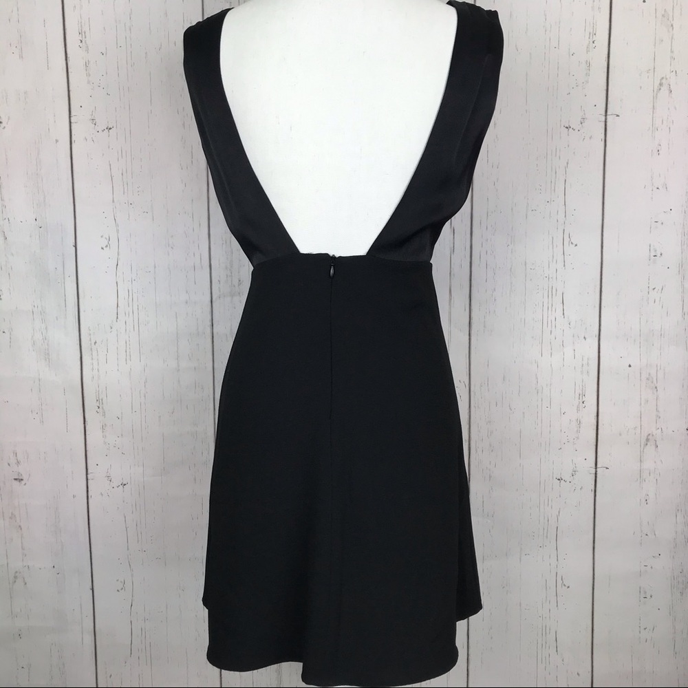 Zara V Neck Fit & Flare Mini Black Dress - Picture 8 of 8